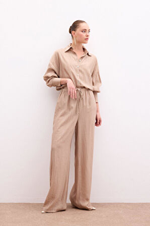 Sateen Kadın Beli Lastikli Pantolon 1811-5055