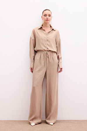 Sateen Kadın Beli Lastikli Pantolon 1811-5055