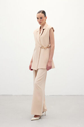 Sateen Kadın Yandan Detaylı Yelek 1665-6506