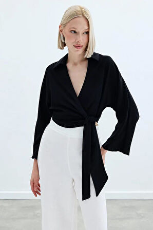 Sateen Kadın Keten Bluz 1822-1220