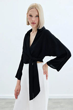 Sateen Kadın Keten Bluz 1822-1220