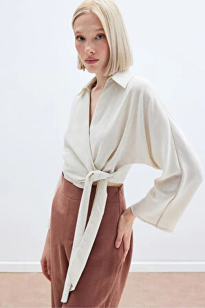 Sateen Kadın Keten Bluz 1822-1220