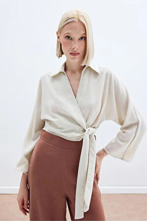 Sateen Kadın Keten Bluz 1822-1220