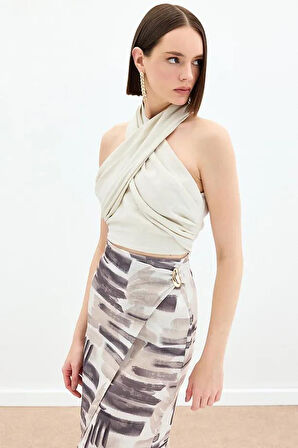 Sateen Kadın Keten Crop 1823-1221