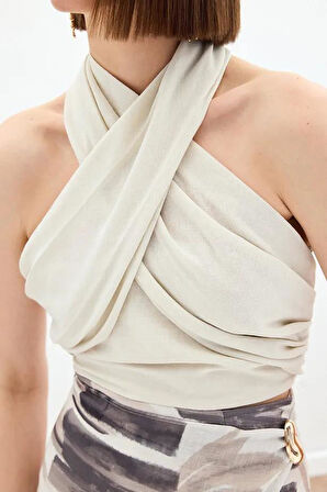 Sateen Kadın Keten Crop 1823-1221