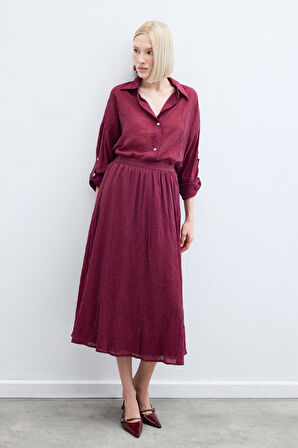 Sateen Kadın Kloş Etek 1840-4089