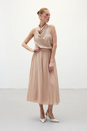 Sateen Kadın Kloş Etek 1840-4089
