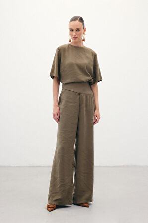 Sateen Kadın Kumaş Pantolon 1848-5057