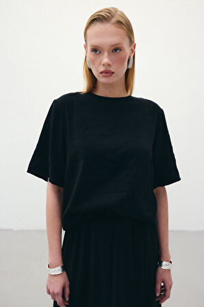 Sateen Kısa Kollu Kadın Bluz 1849-1241