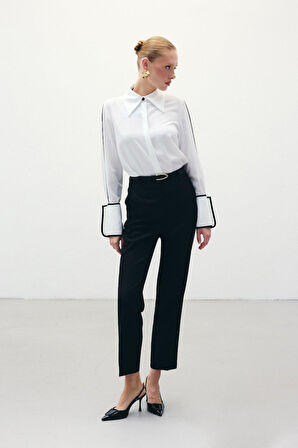 Sateen Kadın Kemerli Pantolon 1860-5066