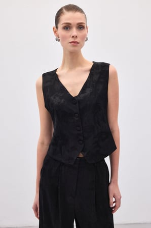 Sateen Kadın Jakarlı Yelek 1894-6600