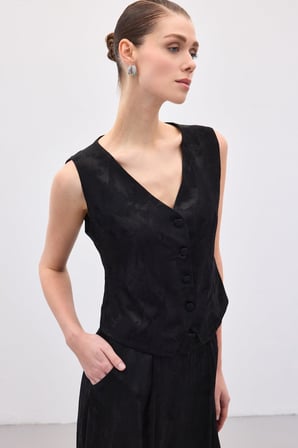 Sateen Kadın Jakarlı Yelek 1894-6600