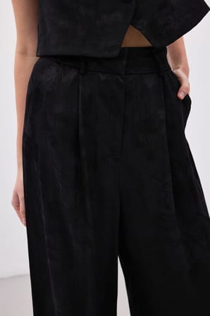 Sateen Kadın Jakarlı Bol Pantolon 1897-5548