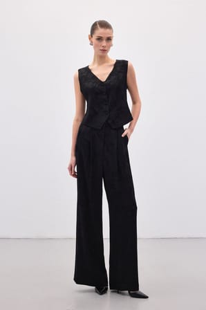 Sateen Kadın Jakarlı Bol Pantolon 1897-5548