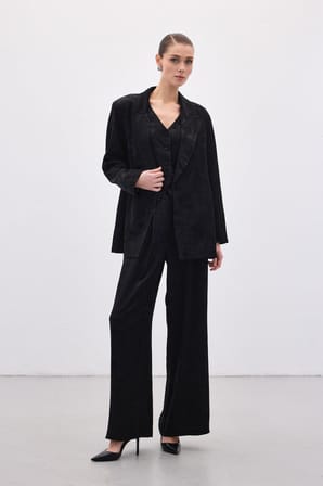 Sateen Kadın Jakarlı Bol Pantolon 1897-5548