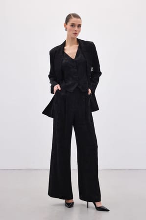 Sateen Kadın Jakarlı Bol Pantolon 1897-5548
