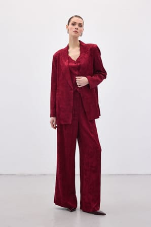 Sateen Kadın Jakarlı Bol Pantolon 1897-5548
