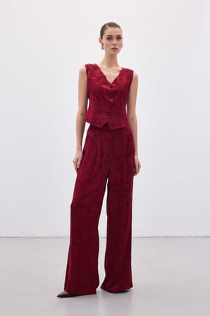Sateen Kadın Jakarlı Bol Pantolon 1897-5548