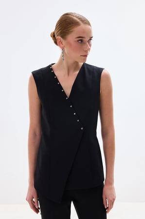 Sateen Kadın İnci Detaylı Yelek 1909-6597