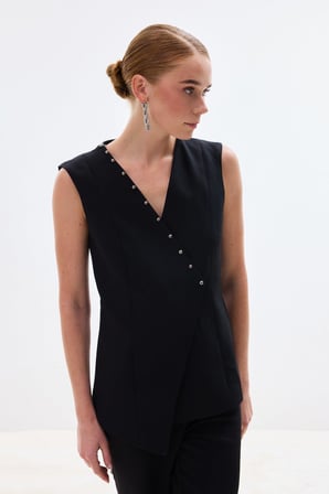 Sateen Kadın İnci Detaylı Yelek 1909-6597