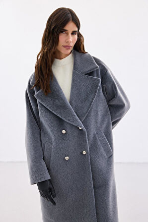 Sateen Kadın Kaşe Kaban 1921-6610