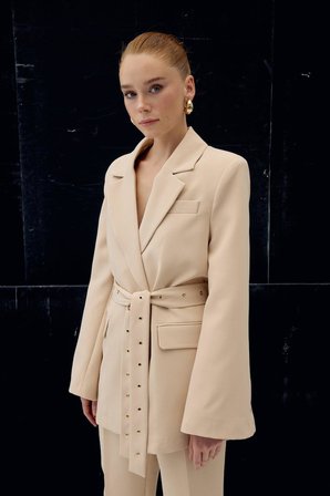 Sateen Kadın Serana Kuşak Detaylı Ceket 2130-6061