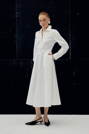 Sateen Kadın Uzun Düğme Detaylı Elbise 2136-3085