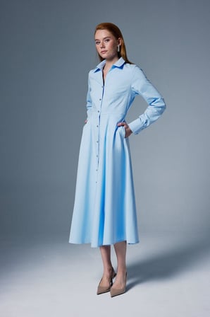Sateen Kadın Uzun Düğme Detaylı Elbise 2136-3085