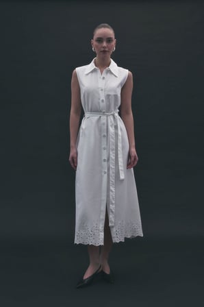 Sateen Kadın Nakış Detaylı Uzun Elbise 2160-3091