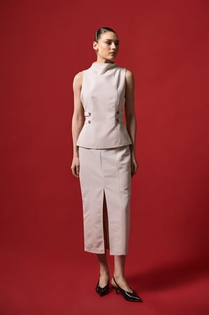 Sateen Kadın Jessi Yırtmaçlı Etek 2164-4114