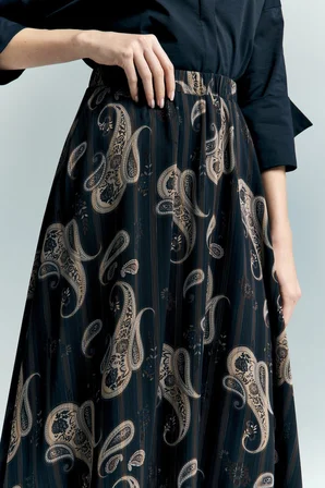 Sateen Kadın Şal Desen Şifon Etek 2183-4117