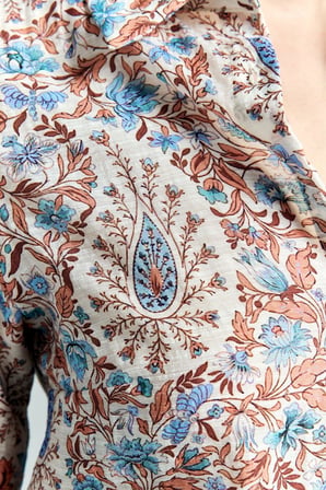 Sateen Kadın Şal Desen Kolu Katlamalı Gömlek 2192-2207