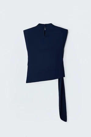 Sateen Kadın Kuşak Detaylı Aksesuarlı Bluz 2214-1310