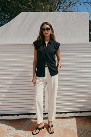 Sateen Kadın Kol Detaylı Gömlek 2230-2222