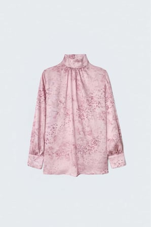 Desenli Uzun Kollu Bluz - Pembe
