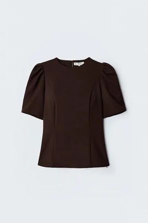 Sateen Kadın Kabarık Kollu Bluz 2241-1329