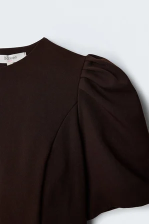 Sateen Kadın Kabarık Kollu Bluz 2241-1329