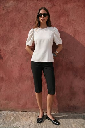 Sateen Kadın Kabarık Kollu Bluz 2241-1329