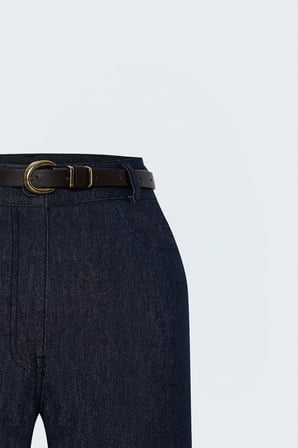 Sateen Kadın Kemerli Denim Görünümlü Pantolon 2248-5106