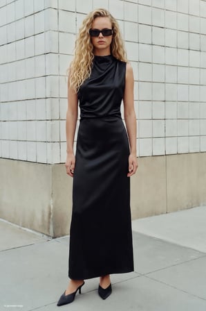 Sateen Kadın Kolsuz Elbise 2307-3559