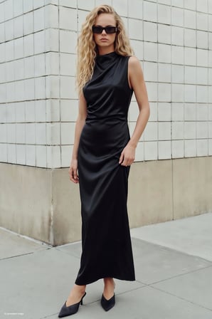 Sateen Kadın Kolsuz Elbise 2307-3559