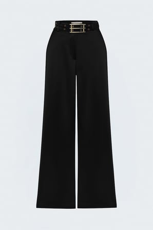 Sateen Kadın Kemer Detaylı Saten Pantolon 2313-5556
