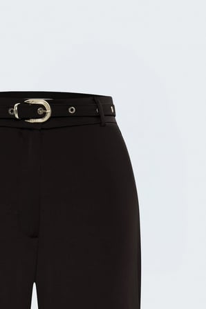 Sateen Kadın Kemer Detaylı Saten Klasik  Pantolon 2316-5559