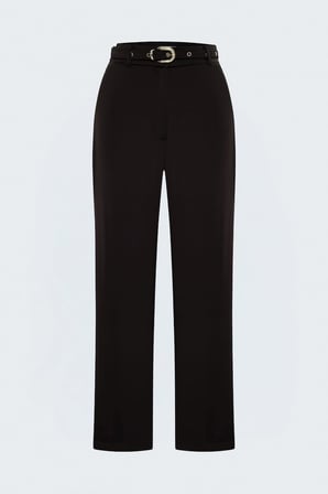 Sateen Kadın Kemer Detaylı Saten Klasik  Pantolon 2316-5559