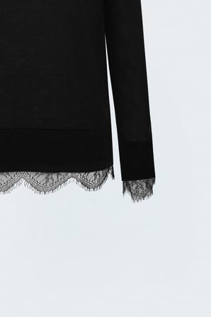 Sateen Kadın Dantel Detaylı Triko 105-7105