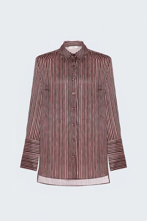 Sateen Kadın Çizgili Gömlek 2355-2606