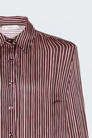 Sateen Kadın Çizgili Gömlek 2355-2606