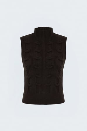 Sateen Kadın Örgölü Sıfır Kol Triko 109-7109