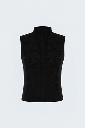 Sateen Kadın Örgölü Sıfır Kol Triko 109-7109