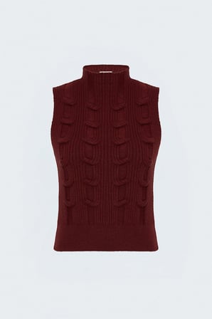 Sateen Kadın Örgölü Sıfır Kol Triko 109-7109
